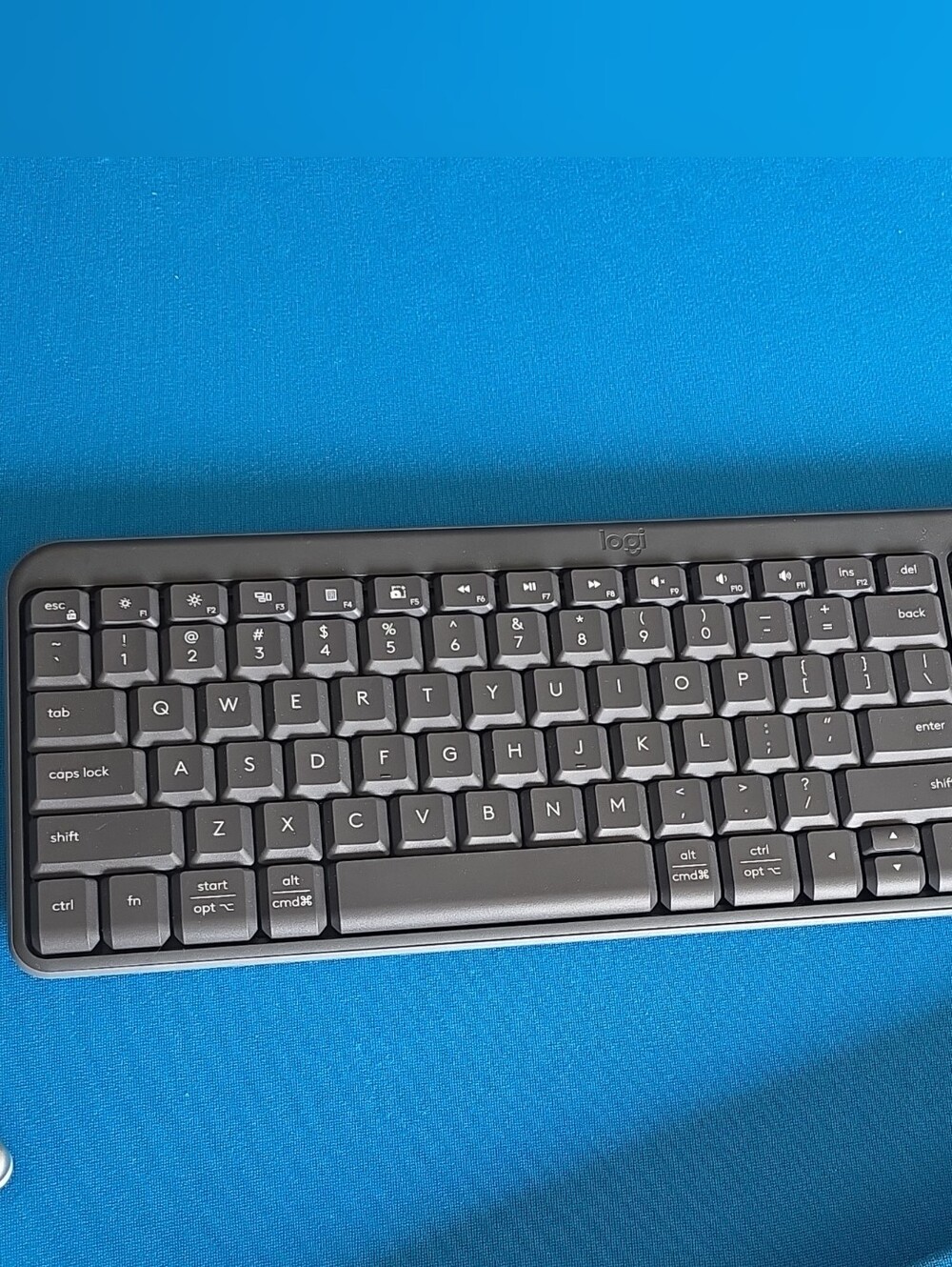 Logi Slim Wireless Keyboard in Dark Gray — Full-Size Quiet Typing